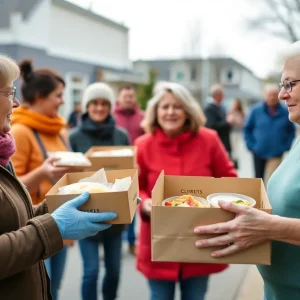 Volunteers delivering meals for Meals on Wheels.