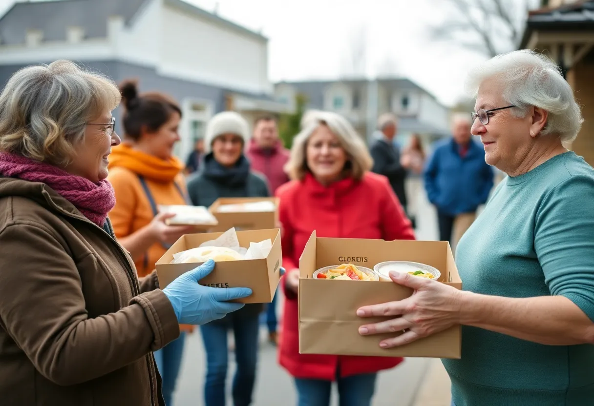 Volunteers delivering meals for Meals on Wheels.