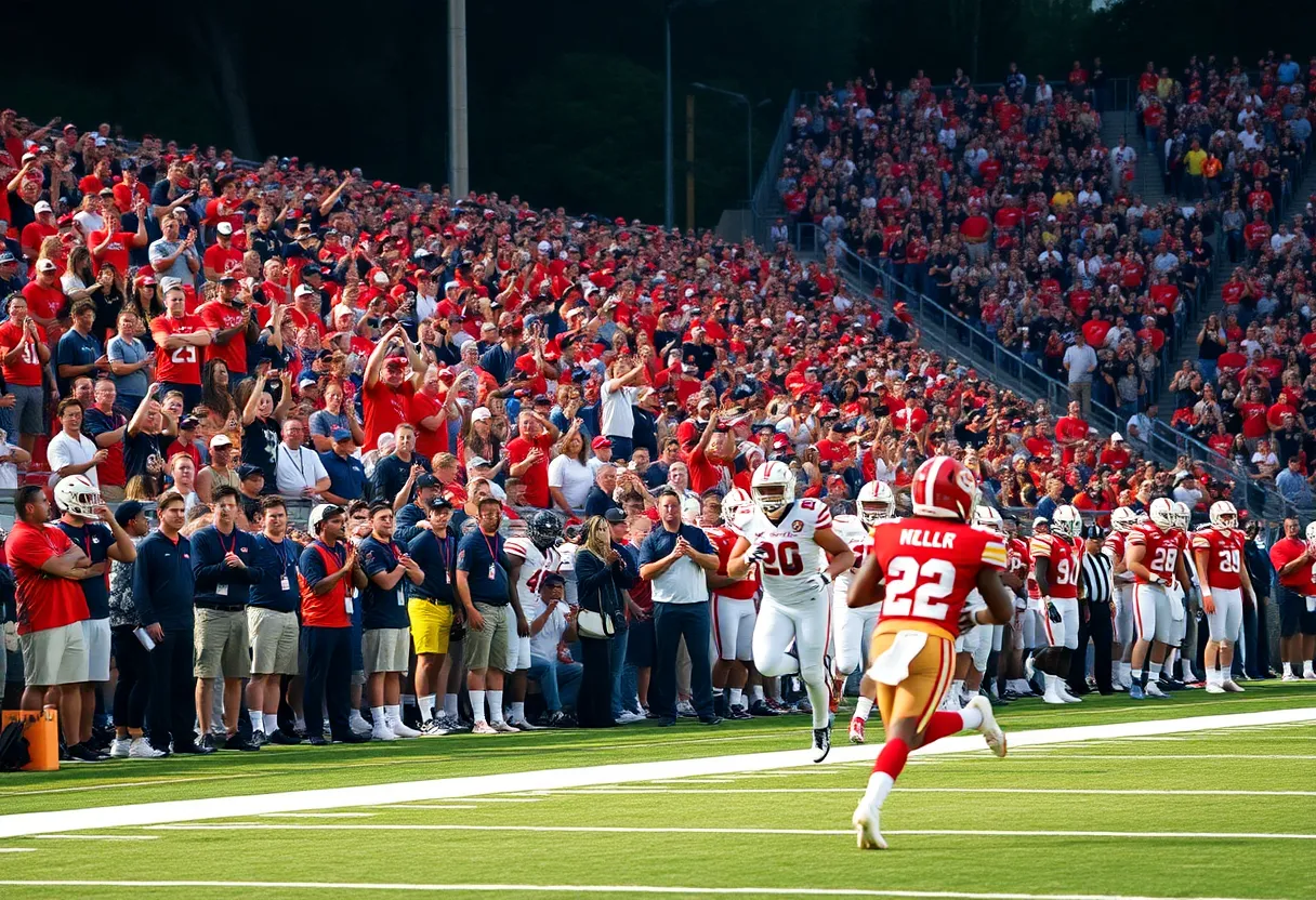 Miami Hurricanes football team celebrating victory