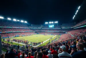 Fans cheering at the Miami vs Louisville football game