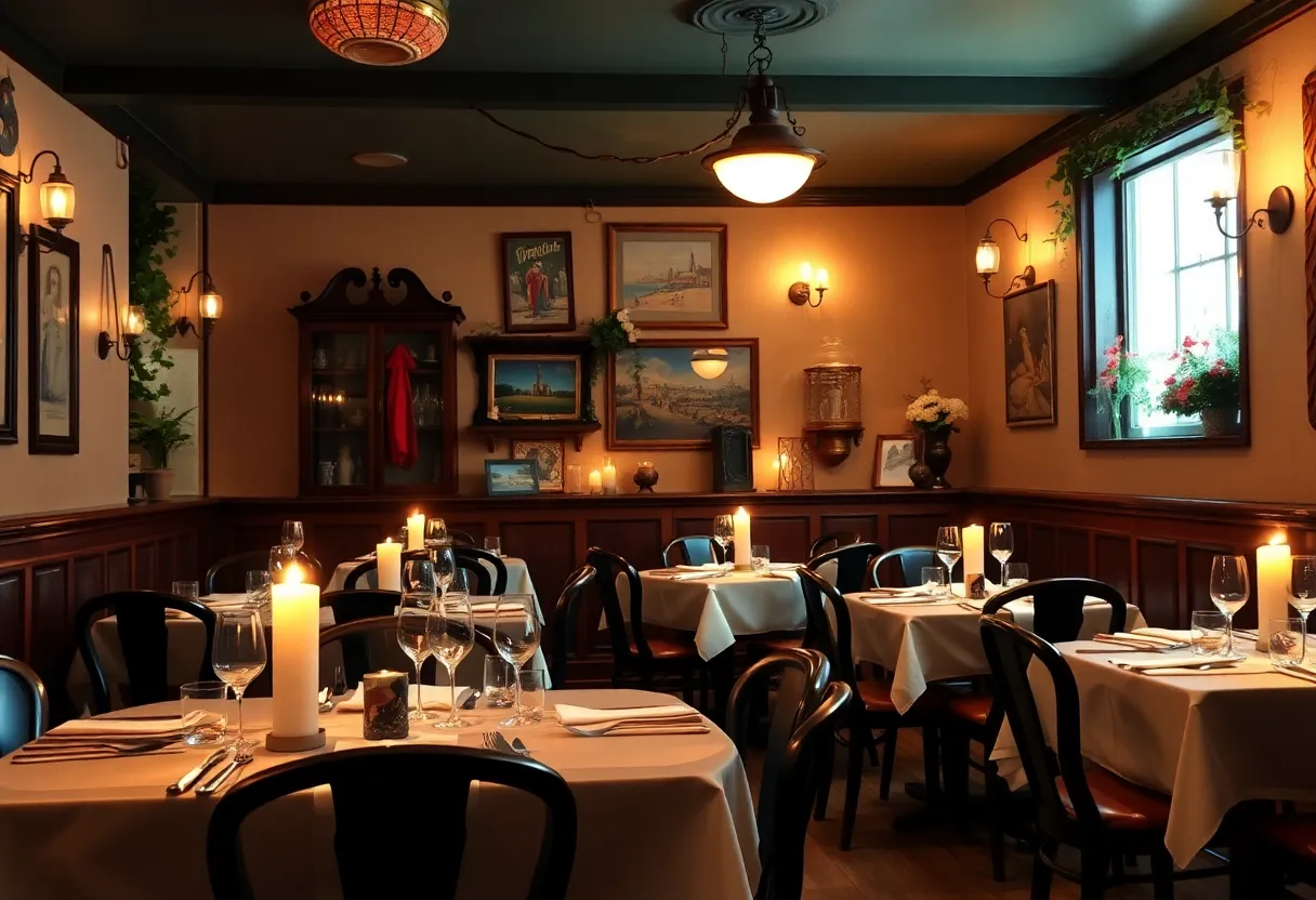 Cozy interior of Milano Italian Restaurant with table settings.