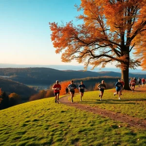 Runners competing at the Morehead State cross country team event in Louisville.