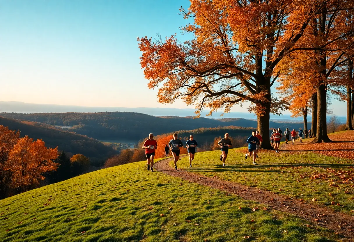 Runners competing at the Morehead State cross country team event in Louisville.