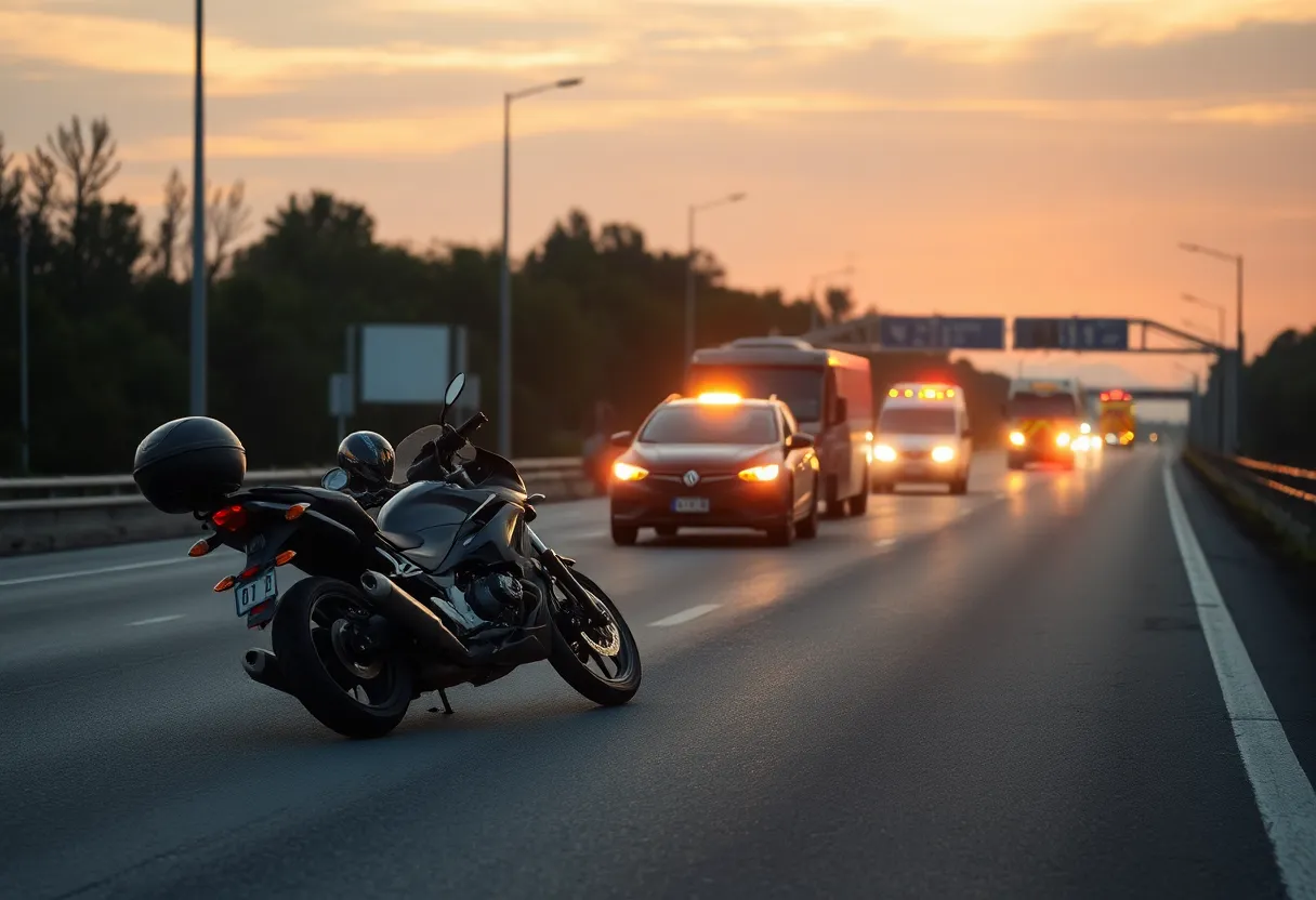 Scene of a motorcycle crash on Highway 44