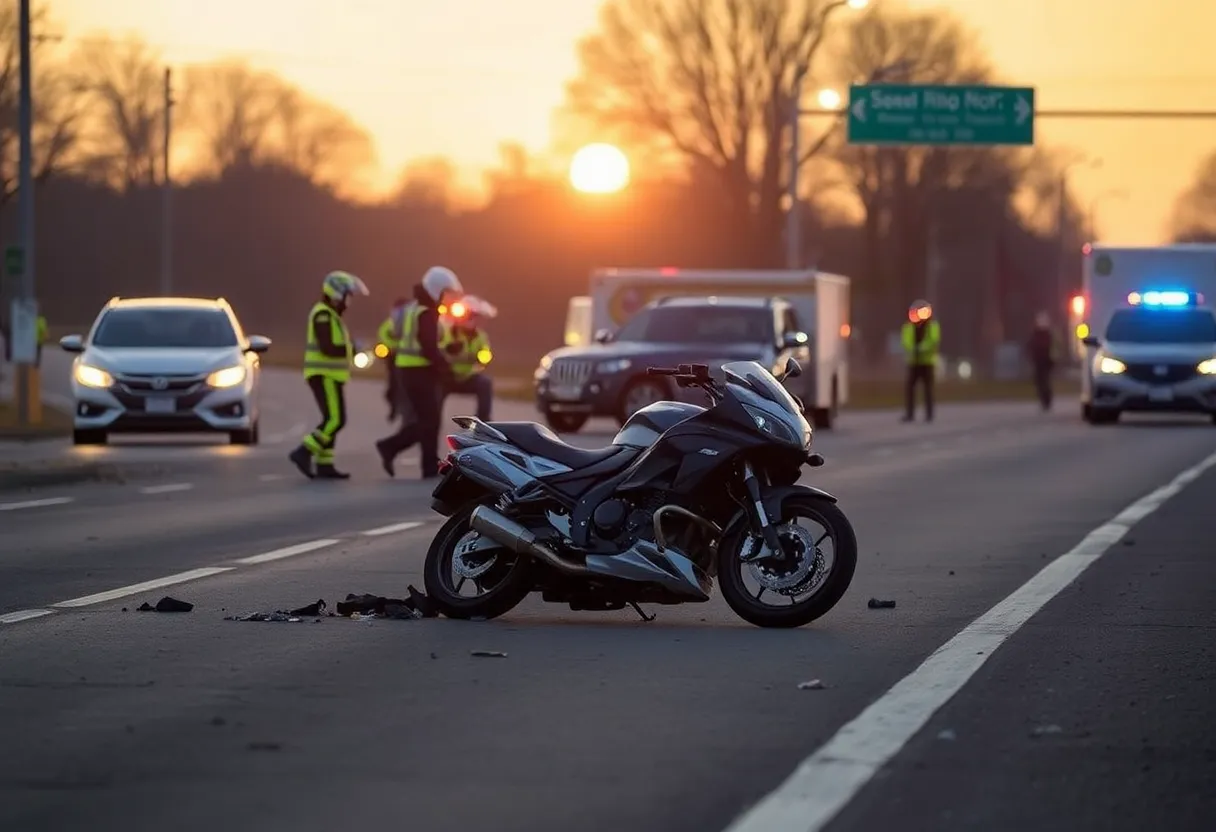 Emergency responders at a motorcycle crash site in Mt. Washington