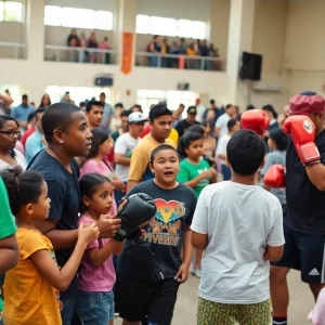 Families enjoying various activities at the Muhammad Ali Center Festival.