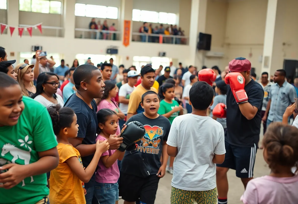 Families enjoying various activities at the Muhammad Ali Center Festival.