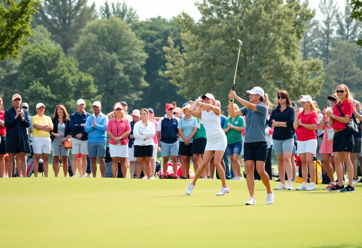 Women's golf players competing at Crestwood Golf Course during the NCAA Regional