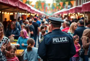 A police officer providing assistance at a community festival.
