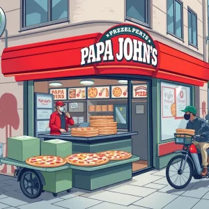 Papa John's pizza outlet in Louisville with delivery drivers