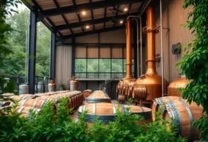 Exterior view of the Potter Jane Distilling Co. bourbon facility in Springfield, Kentucky.