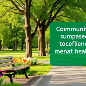 A peaceful park scene reflecting community support.