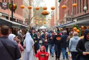 Downtown Louisville filled with families in costumes during Halloween event