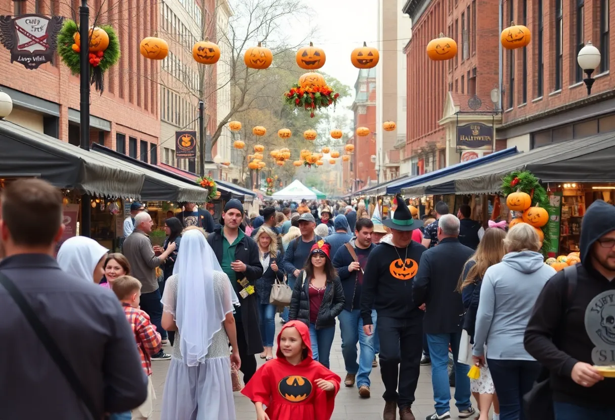 Downtown Louisville filled with families in costumes during Halloween event