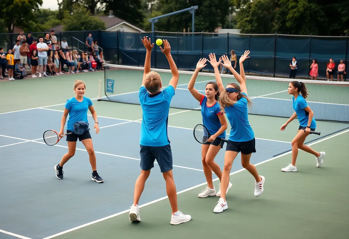 Silver Creek High School boys tennis team celebrating on the court