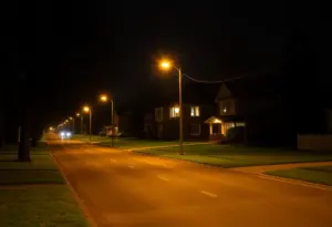 Southwest Louisville neighborhood at night with a darkened house