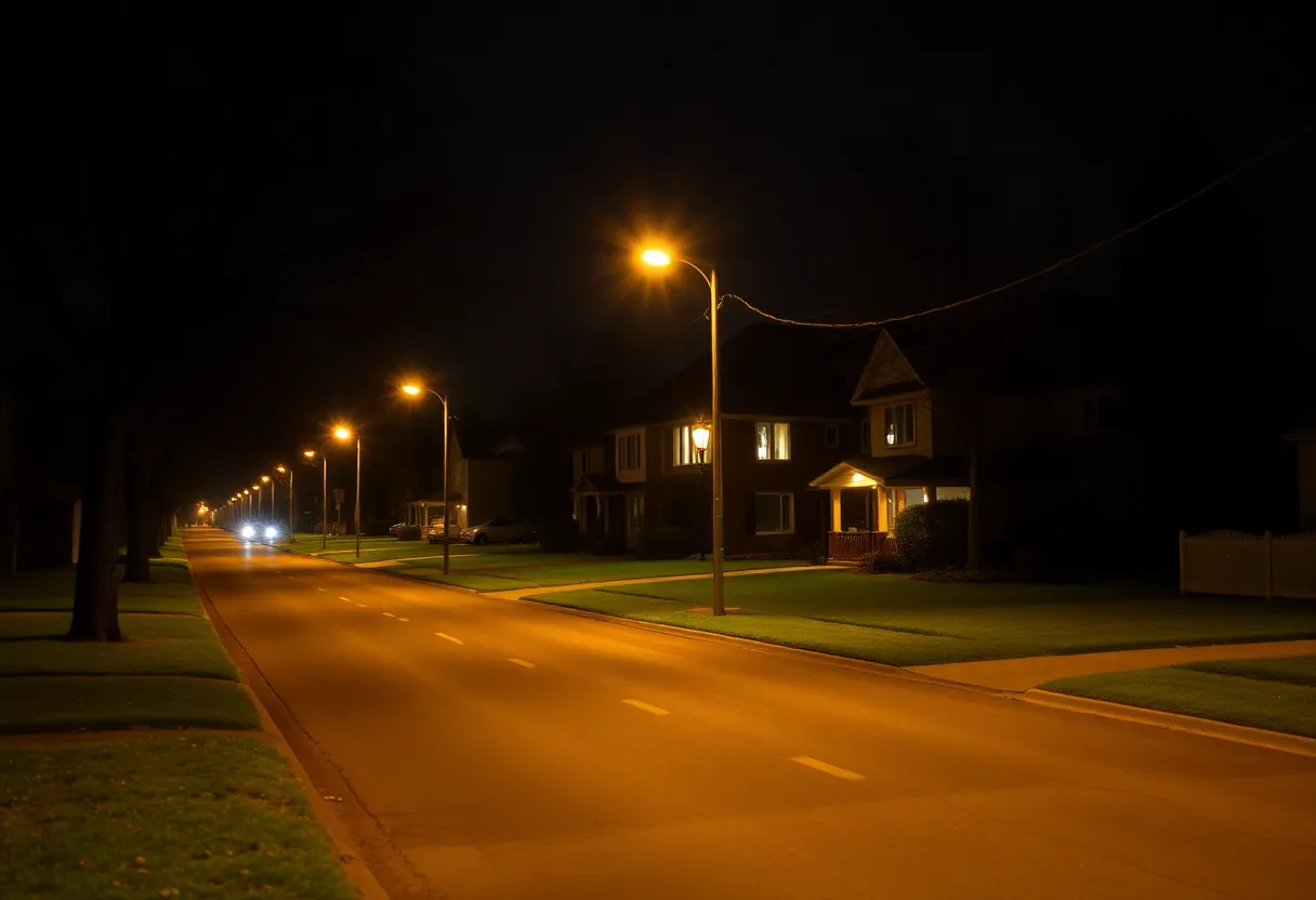 Southwest Louisville neighborhood at night with a darkened house