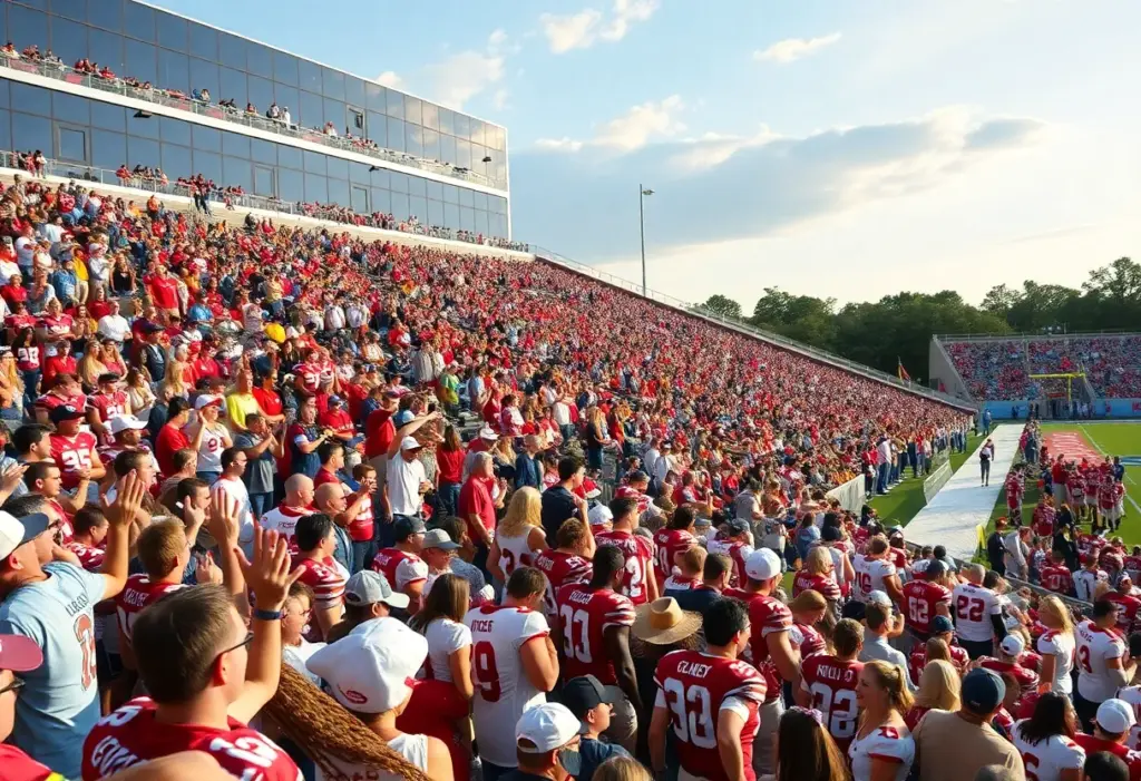 Fans cheering at a college football game between Tennessee and Kentucky.