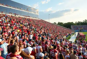 Fans cheering at a college football game between Tennessee and Kentucky.