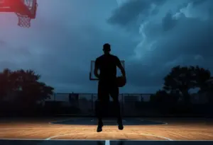 Basketball court silhouette representing a sports investigation