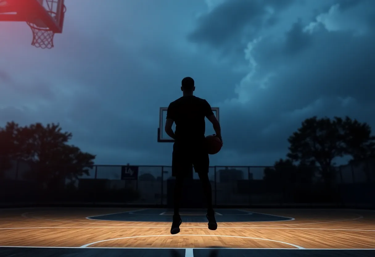 Basketball court silhouette representing a sports investigation