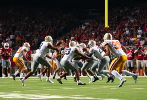 Texas Longhorns celebrating their overtime victory against Kentucky Wildcats
