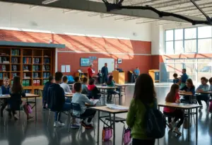 Trinity High School students engaged in an outdoor learning activity