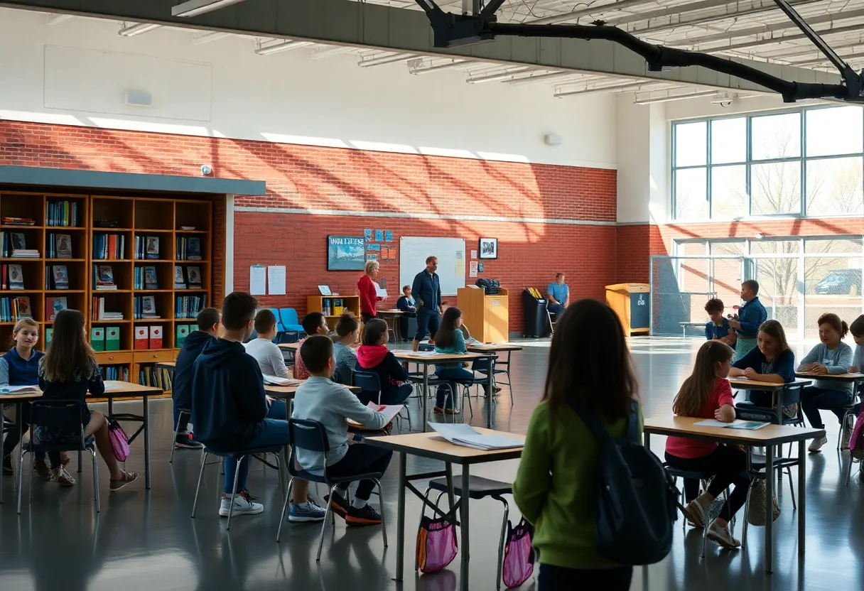 Trinity High School students engaged in an outdoor learning activity