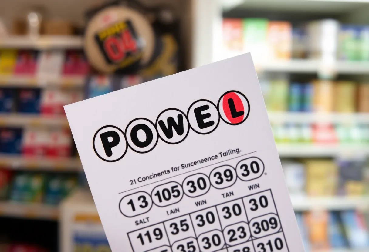 Winning Powerball lottery ticket at a convenience store in Louisville