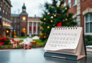 2025 Academic Calendar of University of Louisville displayed on a desk