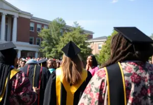 A gathering of attendees celebrating the inauguration at the University of Louisville.