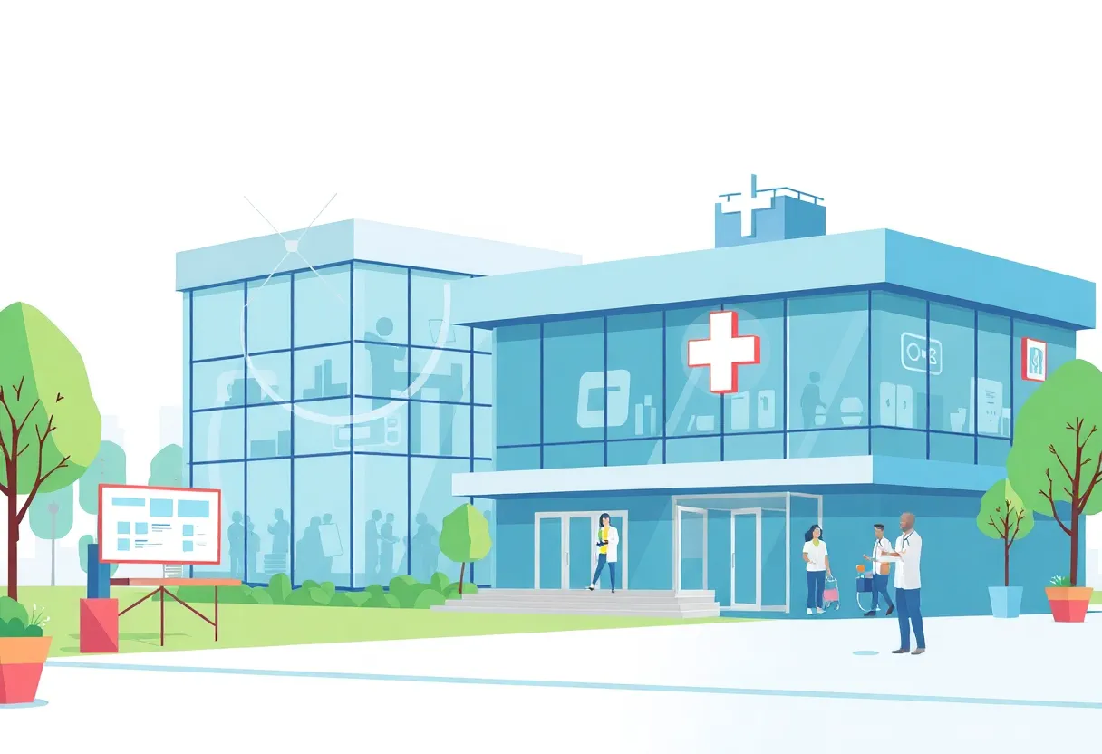 Visualization of modern healthcare services focusing on community engagement.