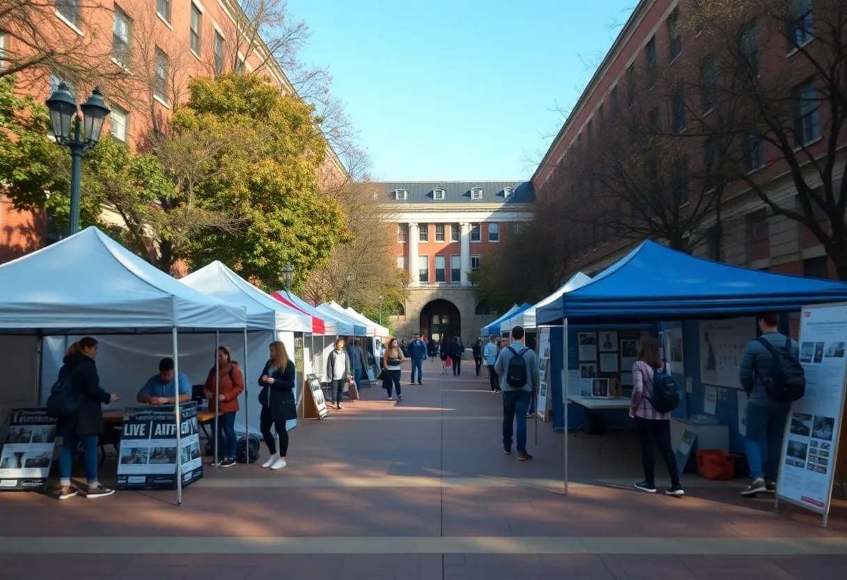 Unauthorized encampment at University of Louisville demonstrating student activism.
