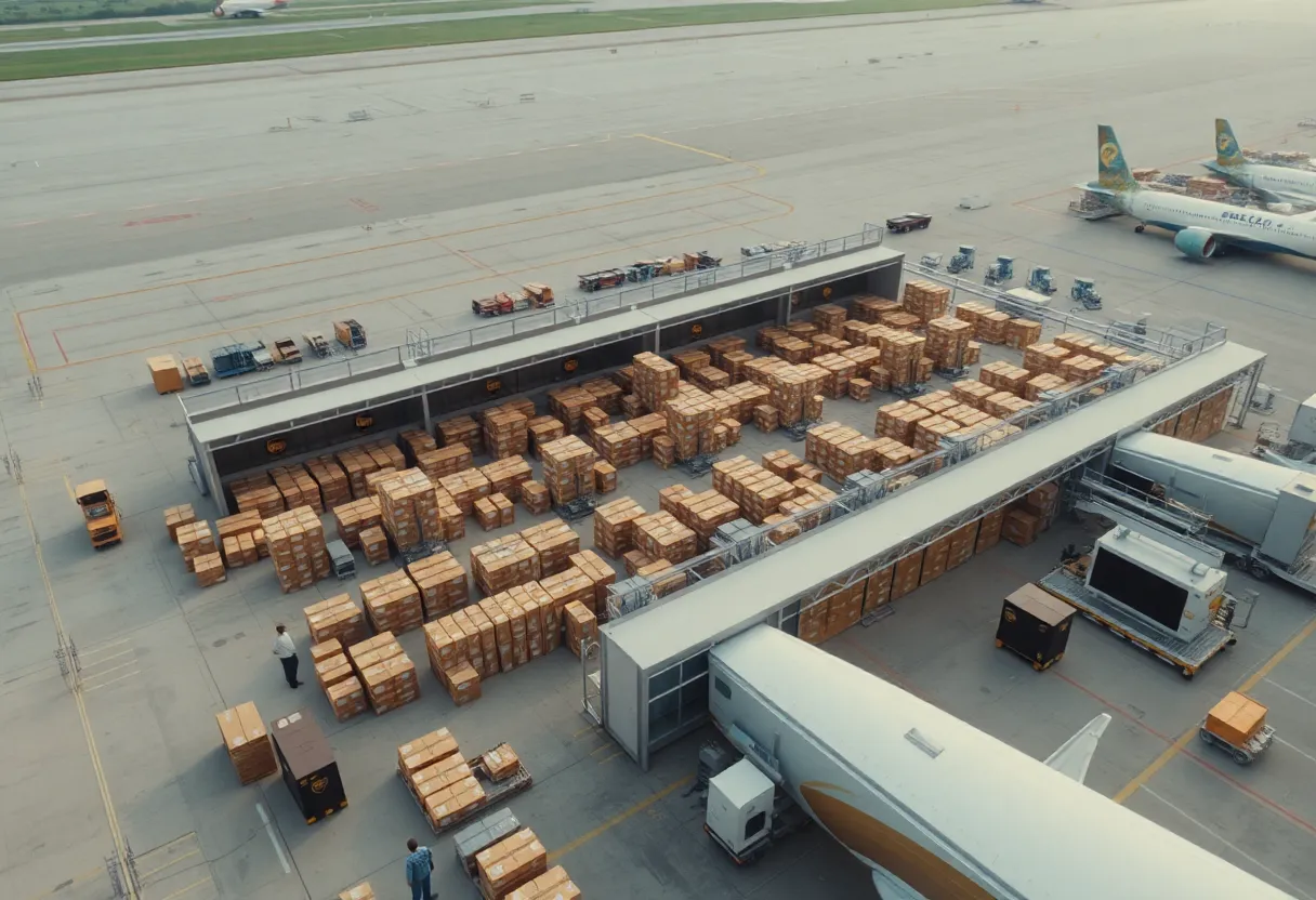 Aerial view of UPS sorting hub