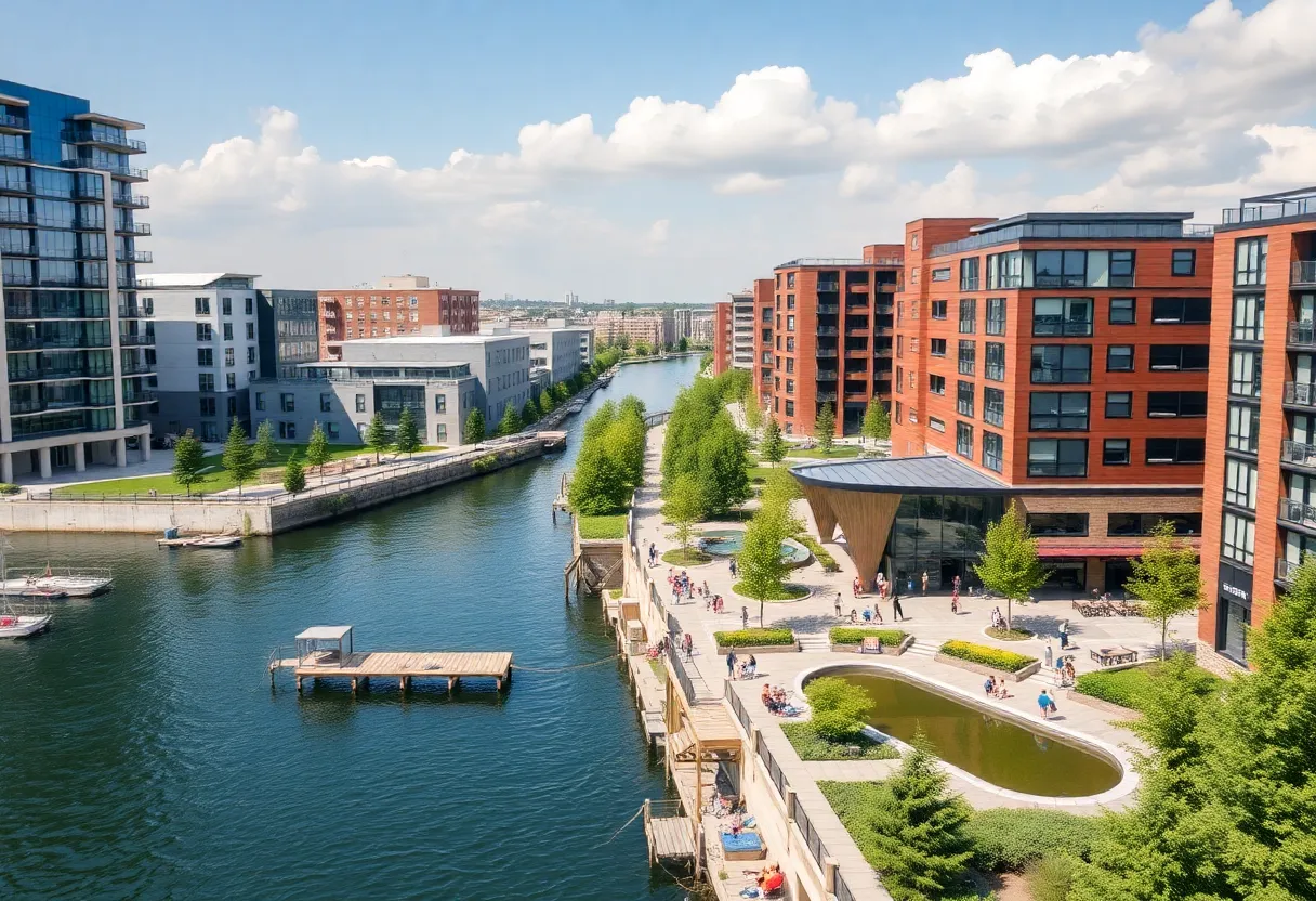 Mixed-use development along the Ohio River in Louisville.