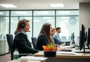 Call center staff providing support to veterans in need.