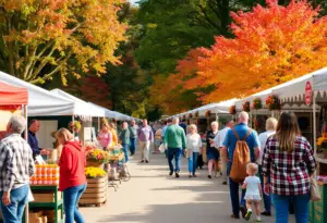 Families enjoying a fall festival at Cherokee Park in Louisville.