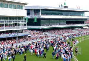 Crowd at Churchill Downs during the 'Victory Run' project unveiling