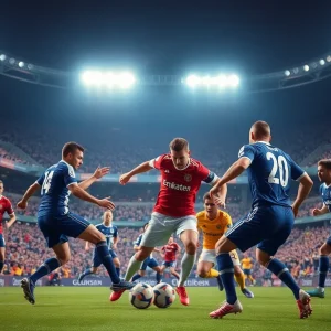 Football players competing in an overtime game