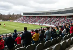 View of the bleachers at Waggener High School during the soccer game where the railing collapsed.