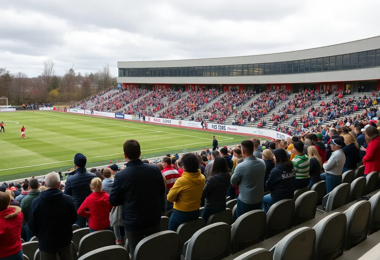 View of the bleachers at Waggener High School during the soccer game where the railing collapsed.