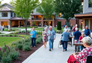 Exterior view of a modern senior living community