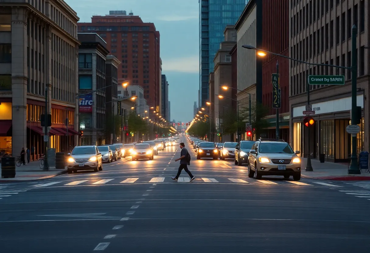 Overview of a busy street in West Louisville highlighting pedestrian safety concerns