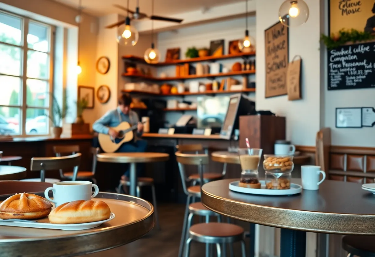 Interior of Whisk & Willow Cafe with pastries and coffee