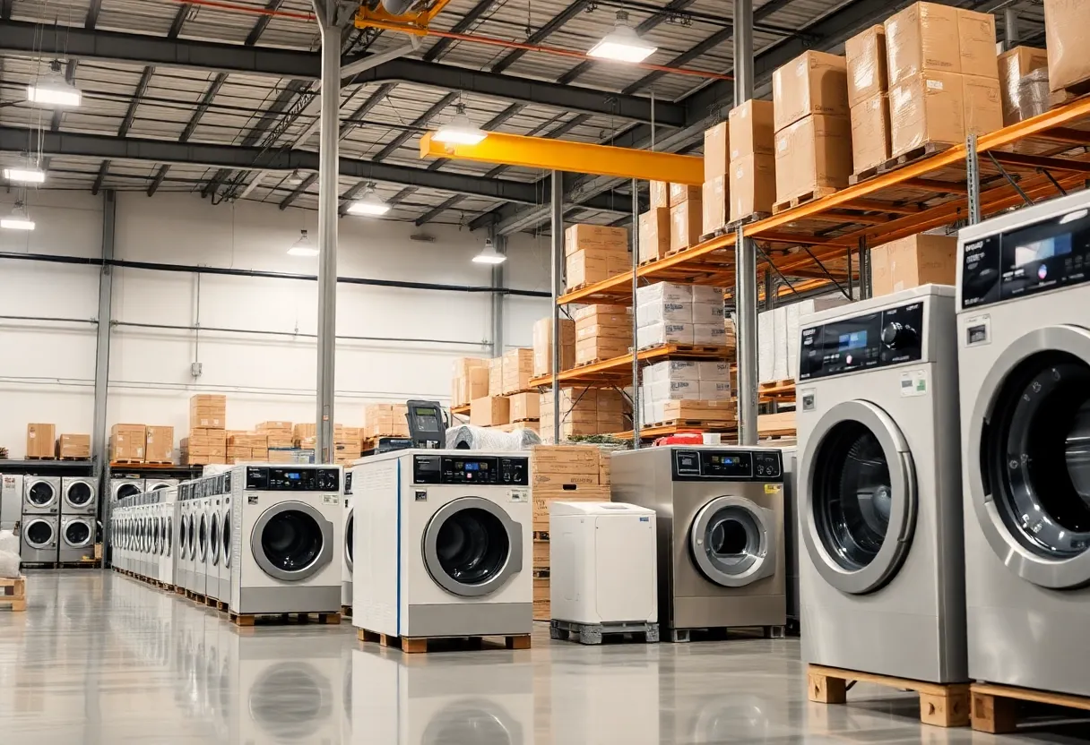 Warehouse and distribution center showcasing laundry equipment solutions in Louisville.