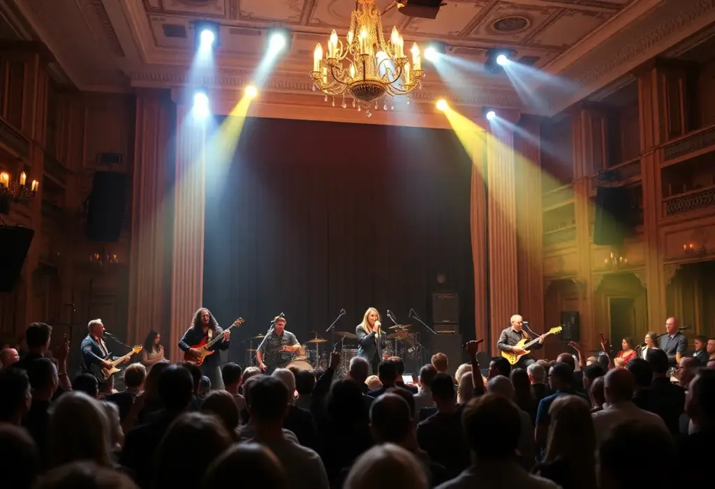 YES performing live at the Louisville Palace with a dynamic audience.