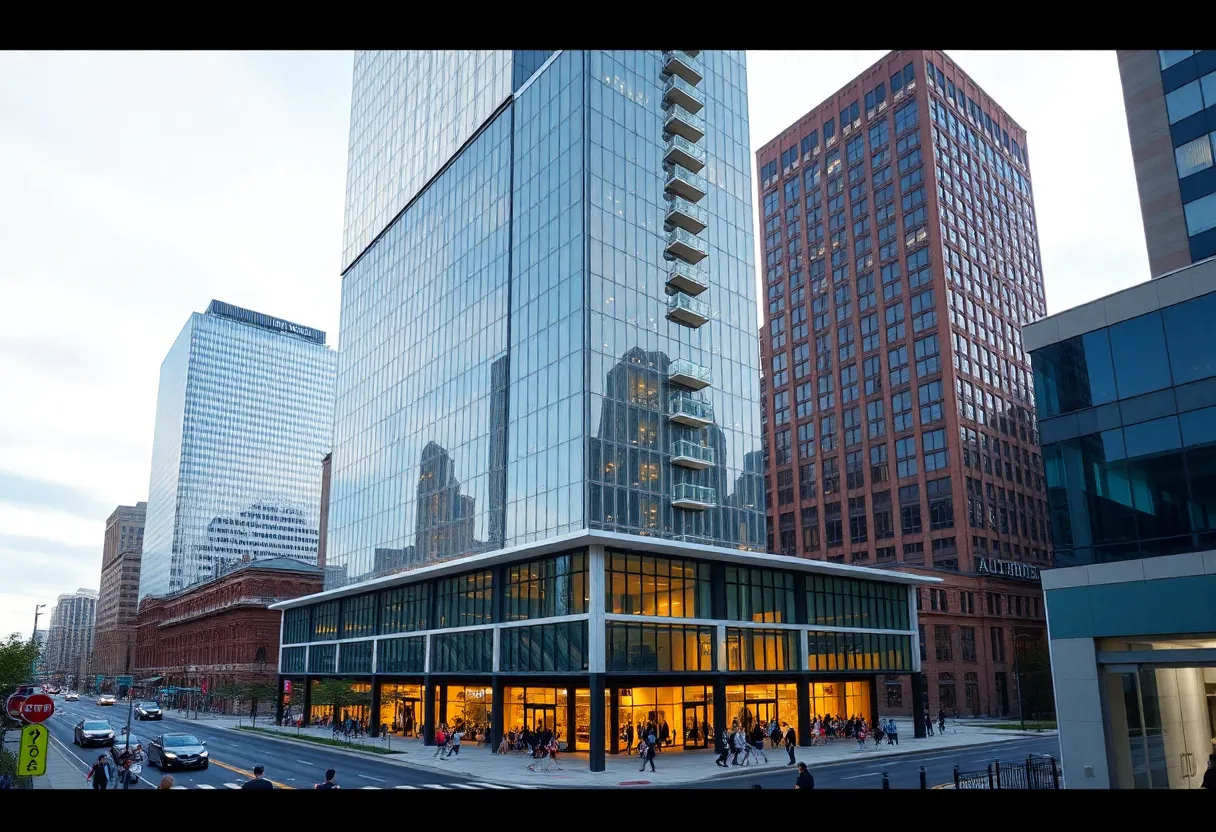 An artist's rendering of the 27-story hotel project in downtown Louisville.