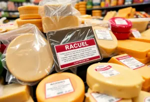 Image showing Boar's Head cheese and deli products with a recall notice.