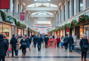 Shoppers at Brownsboro Center supporting local businesses during Small Business Saturday