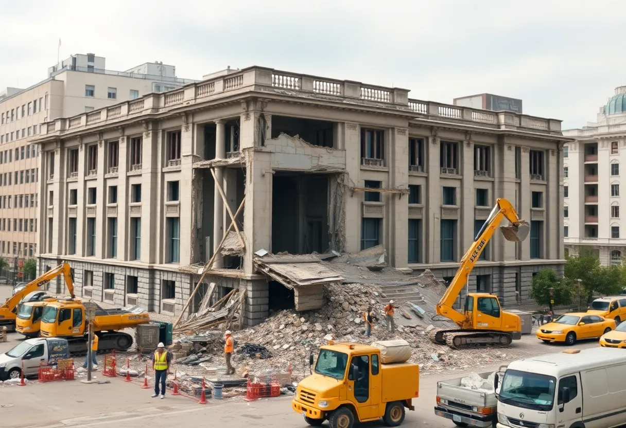 Demolition work at the Urban Government Center in Louisville